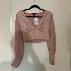 Forever 21 Mauve long sleeve crop top